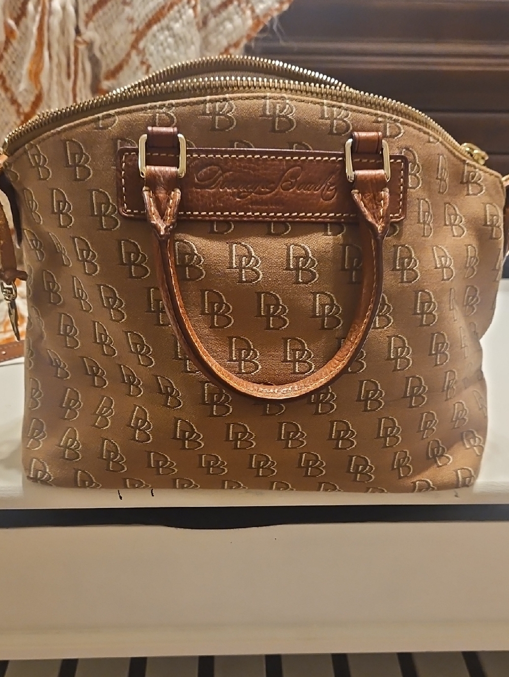 Dooney & Bourke Tan/Brown Signature DB Satchel